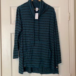 NWT Lane Bryant Green/Black Stripe Active Top